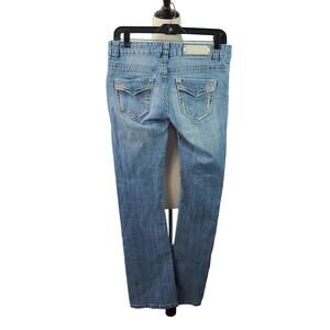 Rock & Roll Cowgirl Blue Denim Distressed Low Rise Jeans 27 x 34